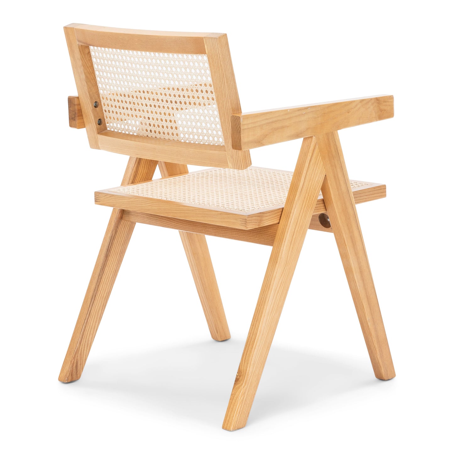 Ava - Chaise de salle à manger avec accoudoirs en frêne avec assise en osier tressé