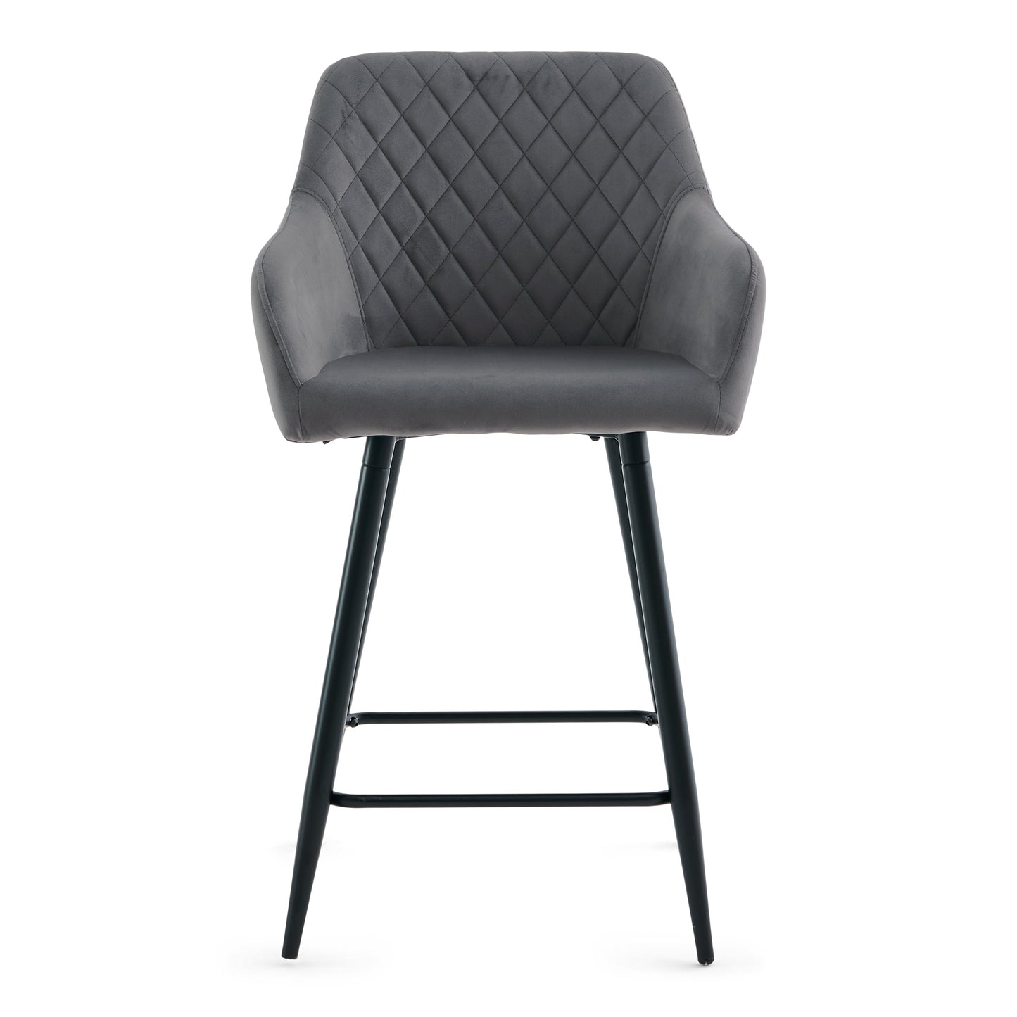 Carlo - tabouret de bar en velours gris avec accoudoirs 65 cm