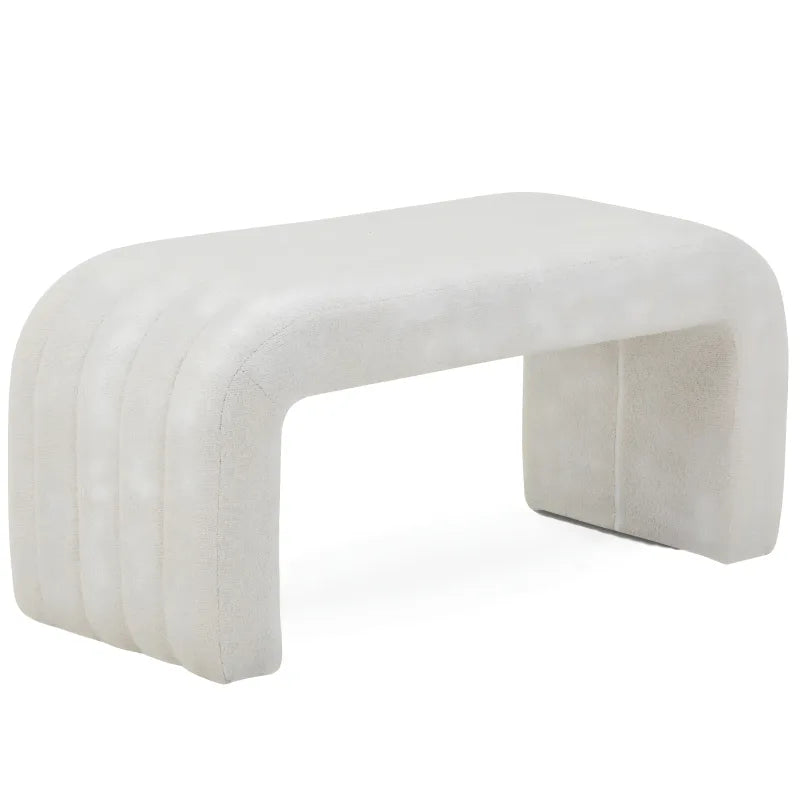 Lianna - Banc en bouclé blanc 95x40x44 cm