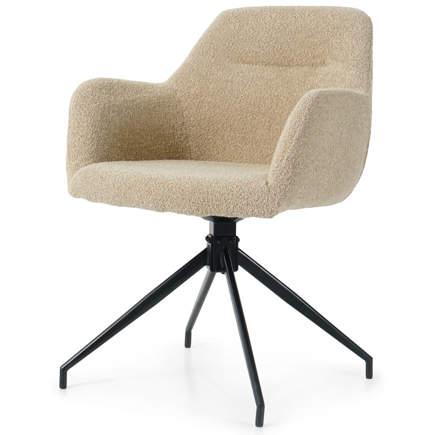 Amanda - Chaise de salle à manger en bouclé beige avec fonction pivotante à 360 degrés