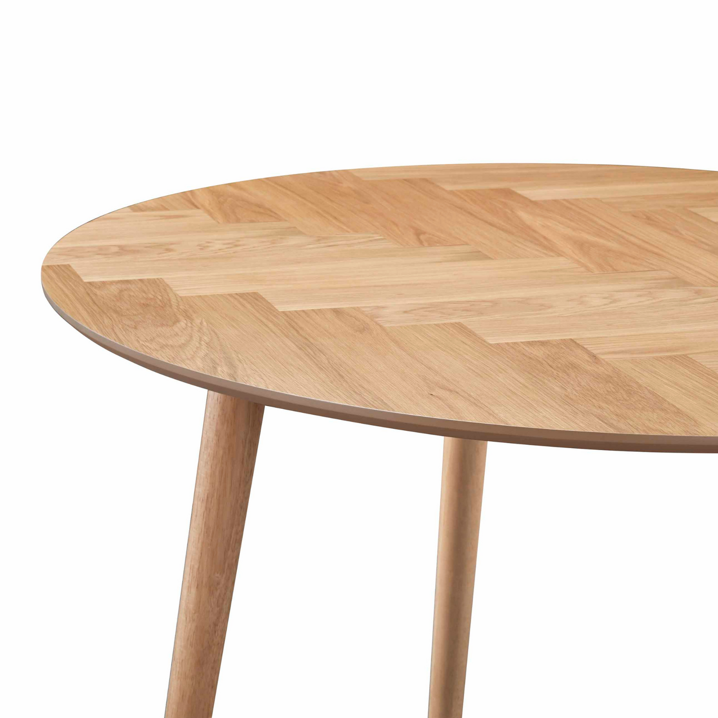 Aggi - Table ronde Ø120 cm en placage de chêne huilé avec motif en chevrons