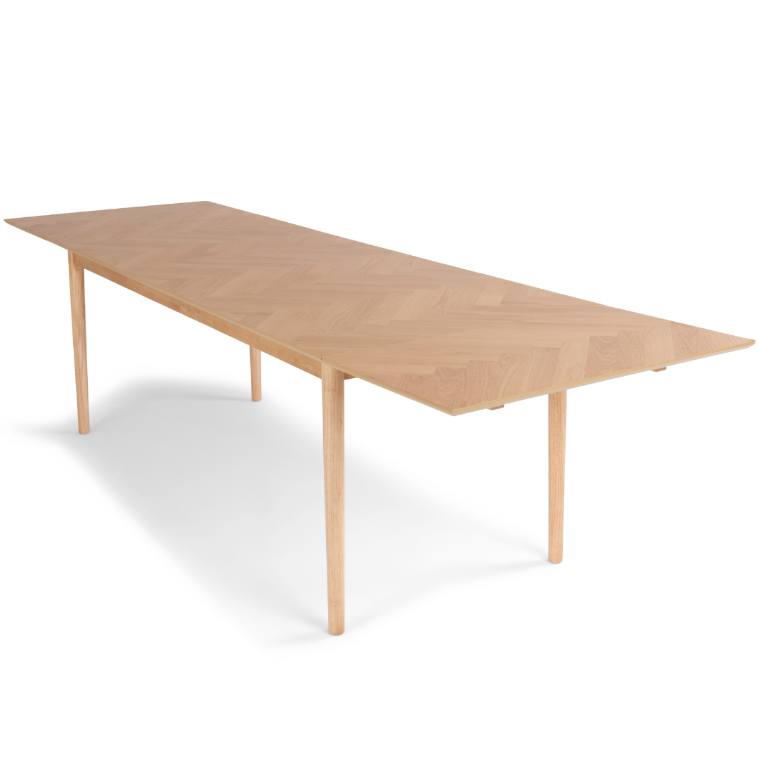 Megan - Table à manger en placage de chêne 200/300 x 90 cm (inclut 2 rallonges)