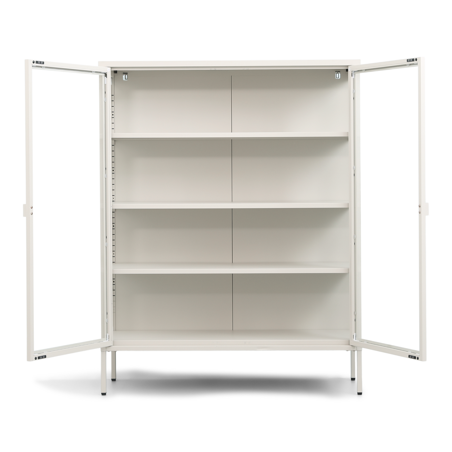Herman - Vitrine en métal beige/verre 110 x 40 x 140 cm