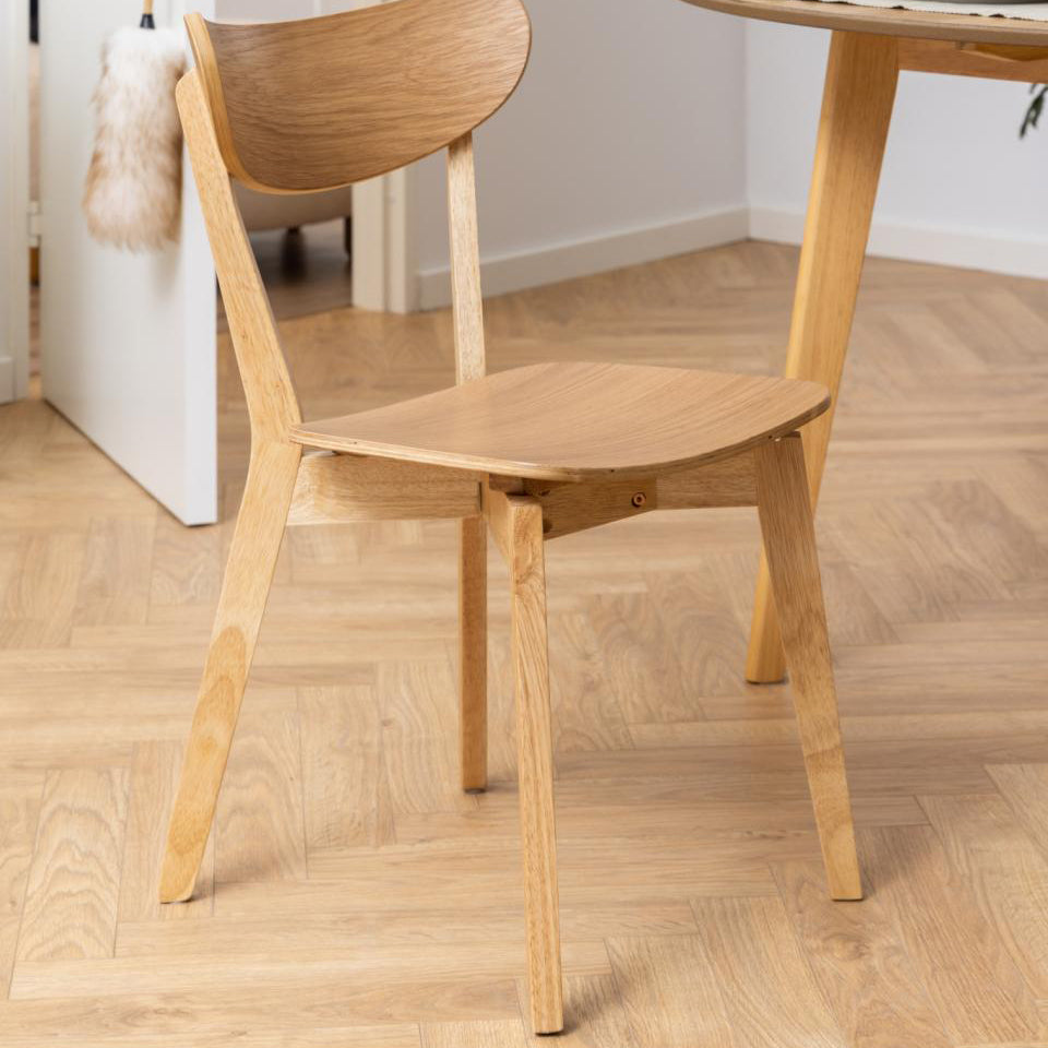 Rickie - Chaise de salle à manger en bois avec placage de chêne