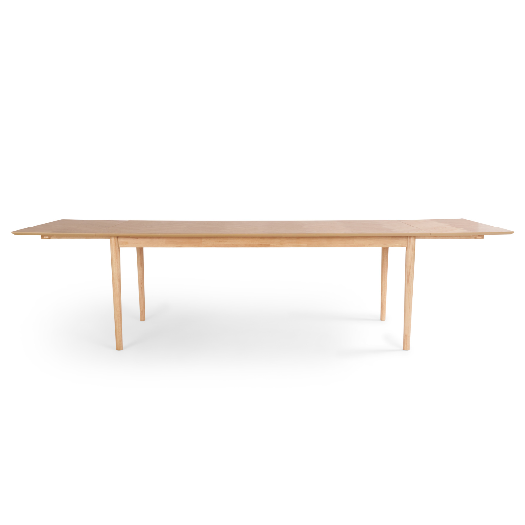 Megan - Table à manger en placage de chêne 200/300 x 90 cm (inclut 2 rallonges)