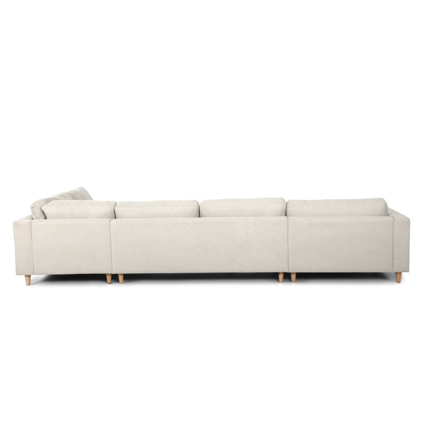 Brandy - Canapé en U gauche beige avec méridienne L:366 x P:211 x H:80 cm