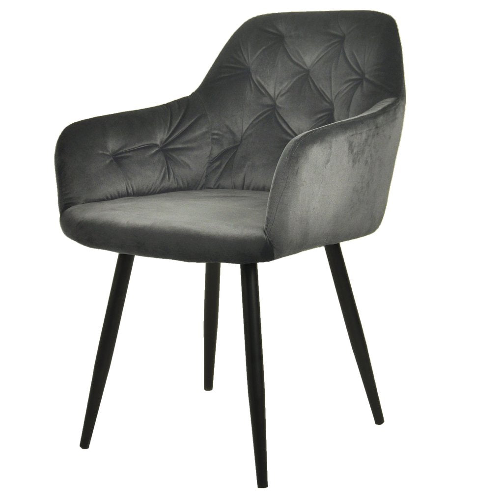 Mario - Chaise de salle à manger en velours gris