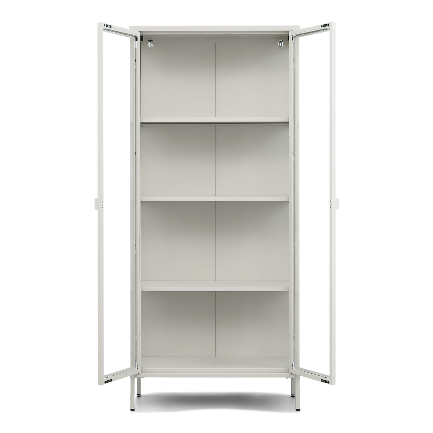 Herman - Vitrine en métal beige/verre 80 x 40 x 180 cm