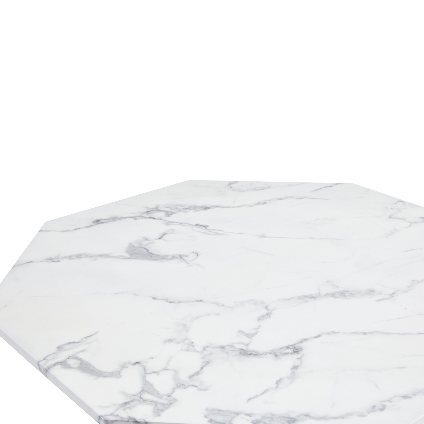 Lagoni - Table ronde de 100 cm de diamètre en aspect marbre blanc