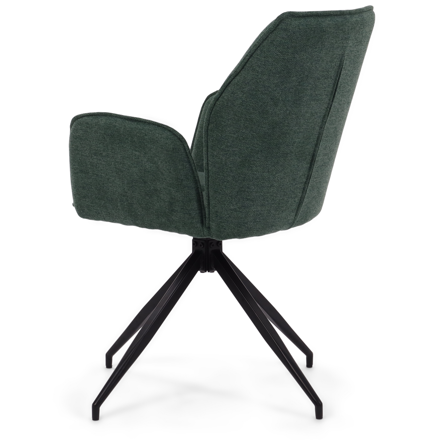 Carina - Chaise de salle à manger en tissu vert avec fonction pivotante à 360 degrés
