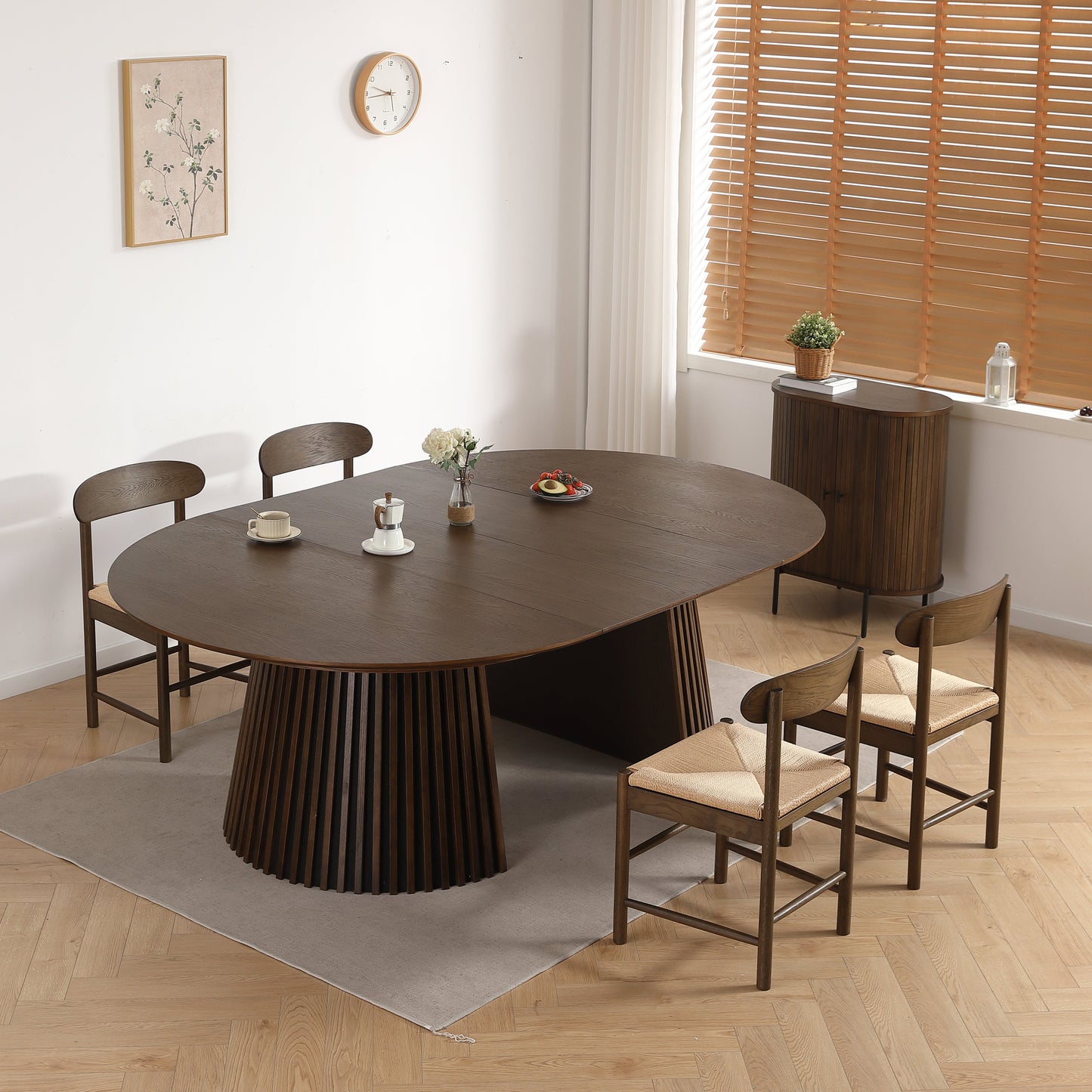 Madison - Chaise en bois en chêne fumé avec assise tressée