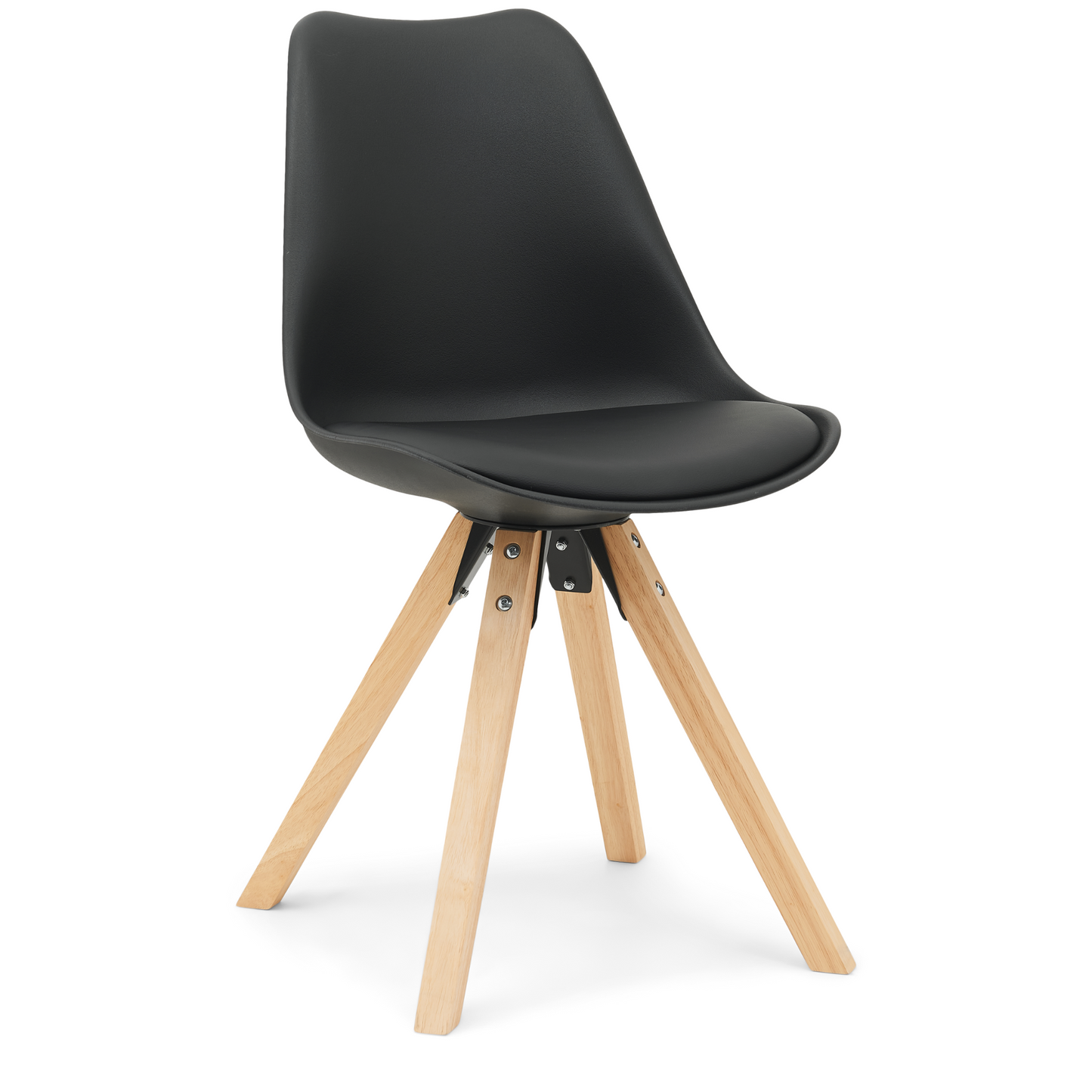 Aria - Chaise de salle à manger noire avec pieds en bois