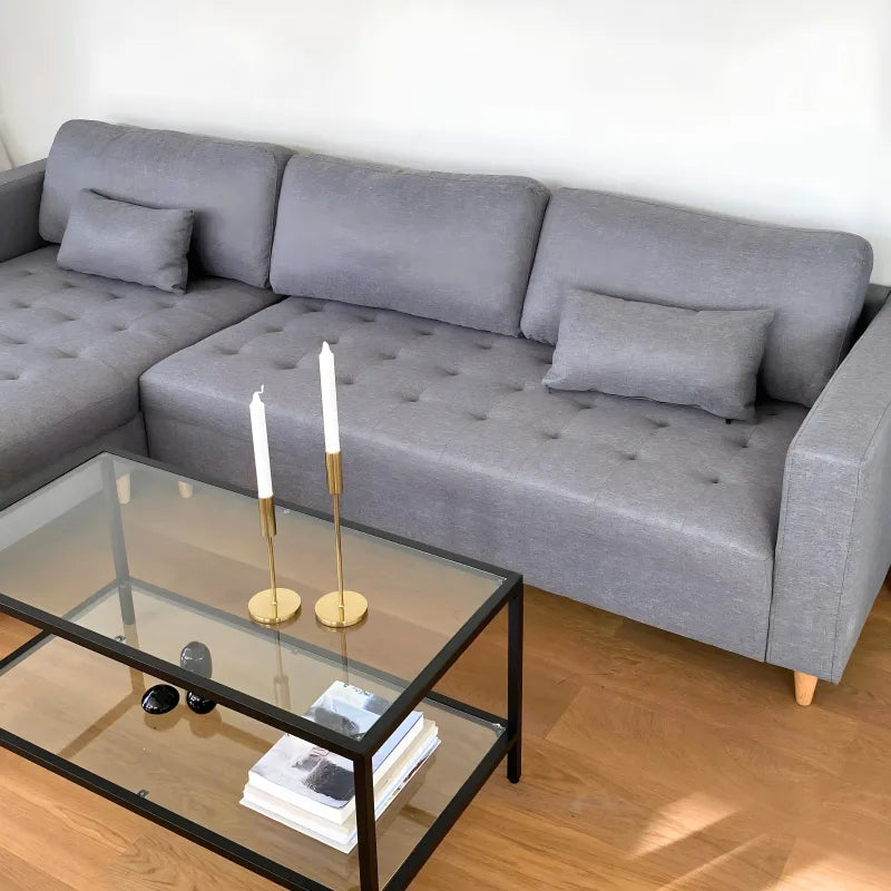 Brandy - Canapé d'angle réversible convertible gris L:290 x P:96 x H:80 cm