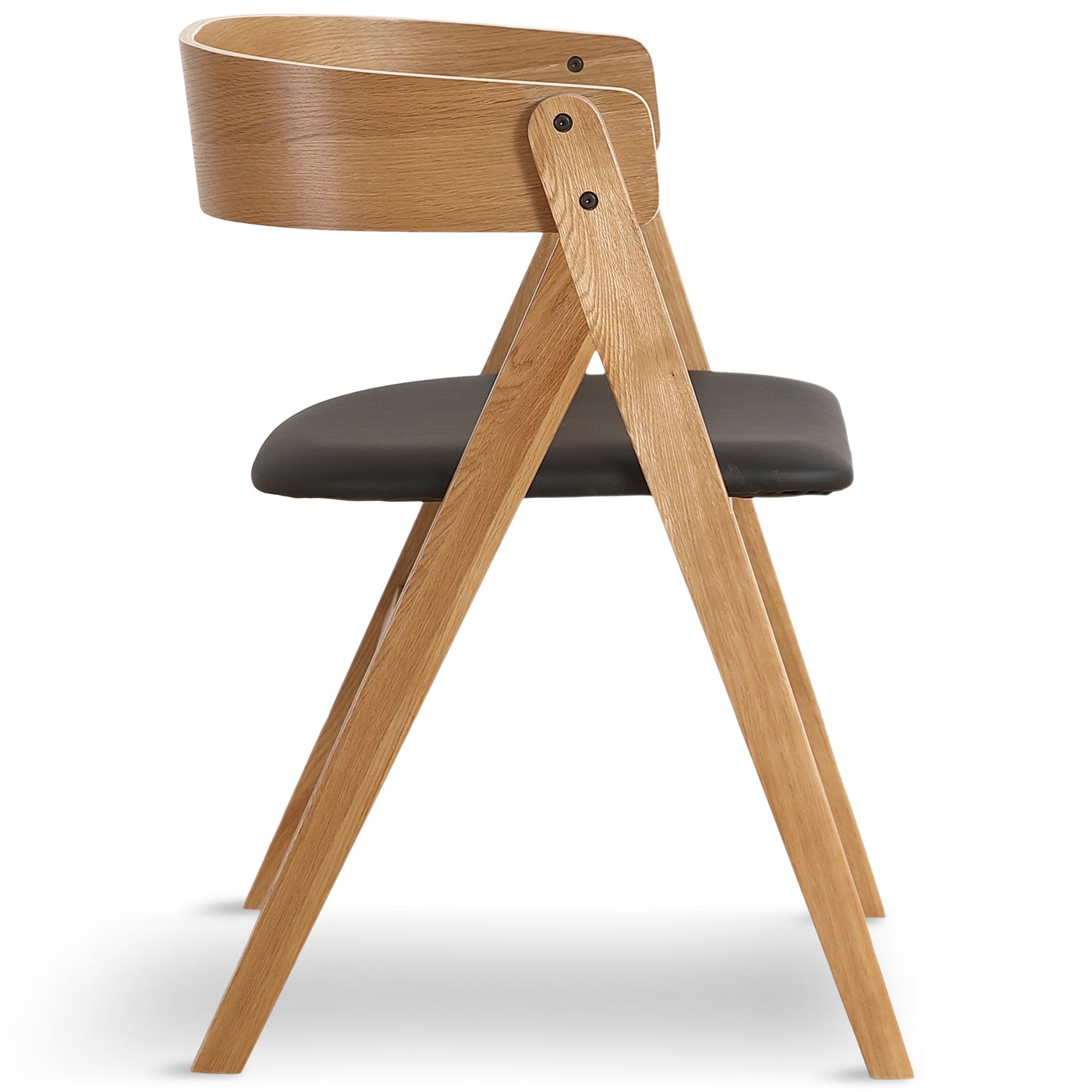 Chaise en bois Samantha en chêne avec assise en PU noire
