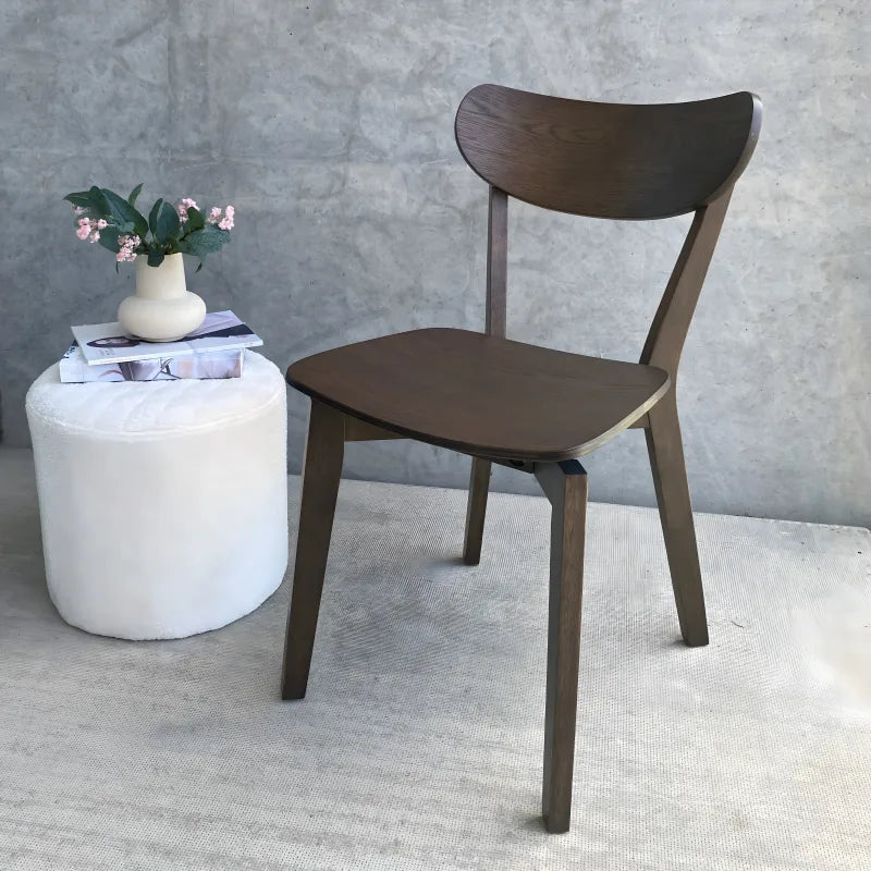 Rickie - Chaise de salle à manger en bois brun en placage de chêne fumé