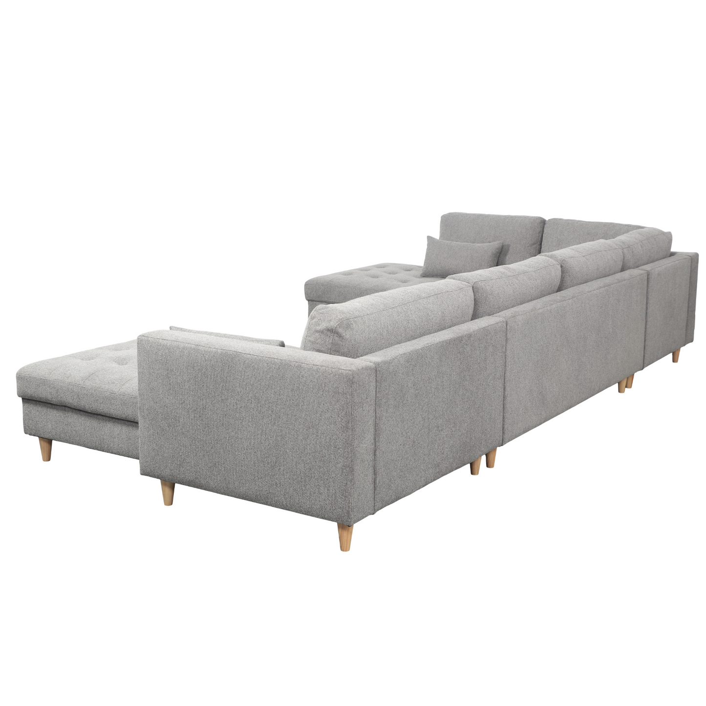 Brandy - Canapé d'angle droit gris avec méridienne L:366 x P:211 x H:80 cm