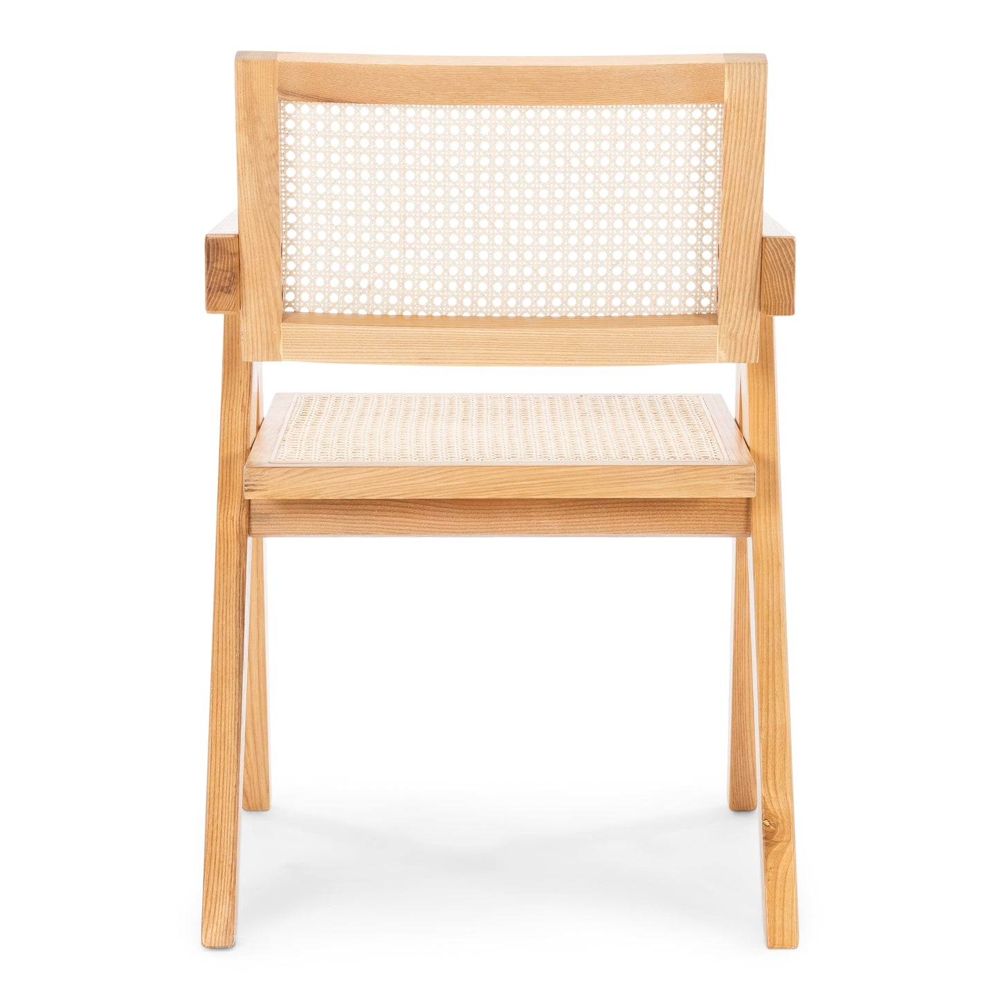 Ava - Chaise de salle à manger avec accoudoirs en frêne avec assise en osier tressé