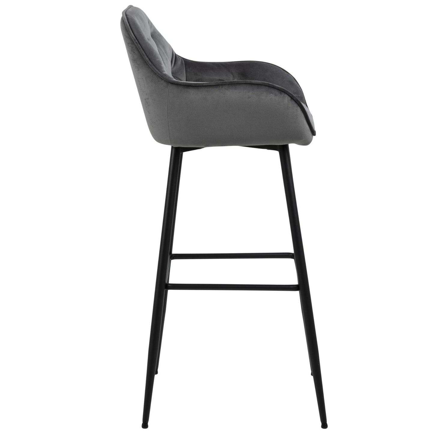 Mario - Tabouret avec dossier en velours gris 65 cm