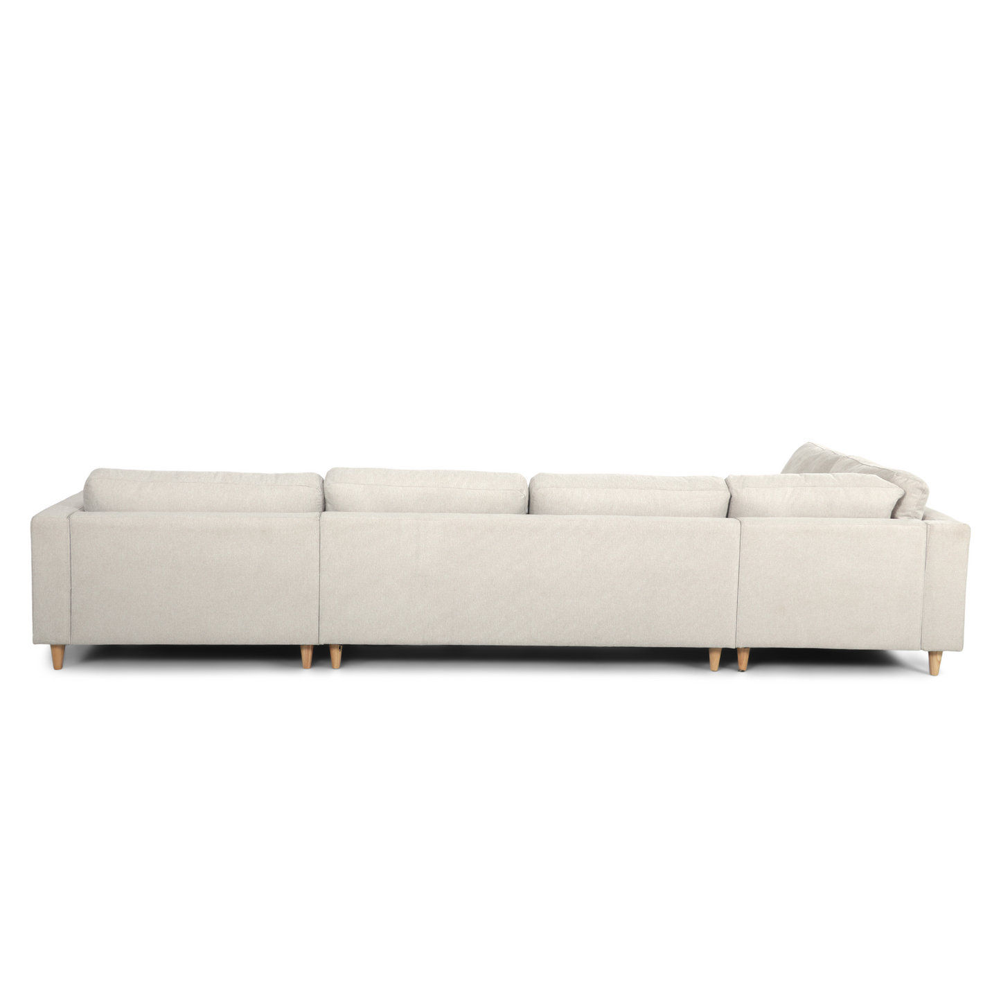 Brandy - Canapé d'angle droit beige avec méridienne L:366 x P:211 x H:80 cm