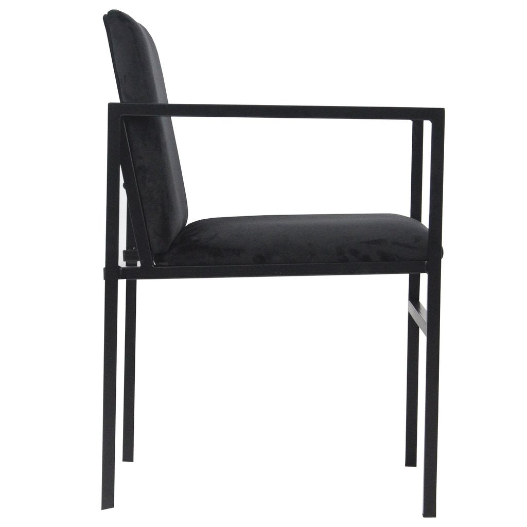 Allie - Chaise de salle à manger en velours noir avec accoudoirs