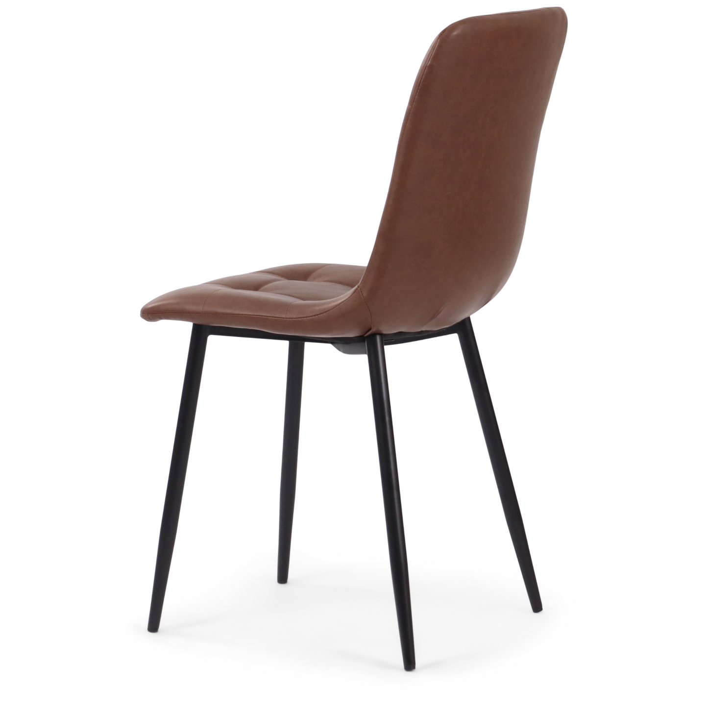 Jessi Chaise de salle à manger - Cuir synthétique brun avec pieds en métal noir