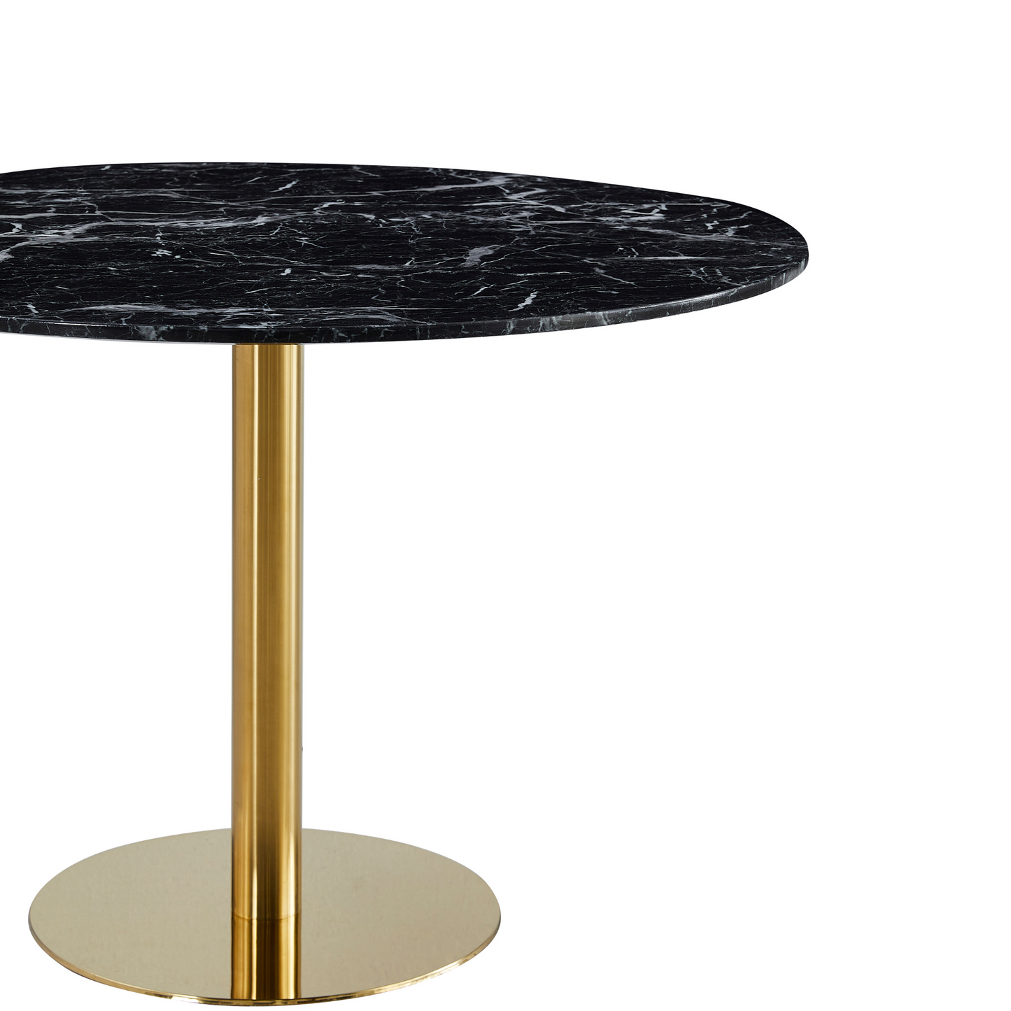 Lazio - Table ronde aspect marbre noir avec pieds en laiton/doré Ø110 cm