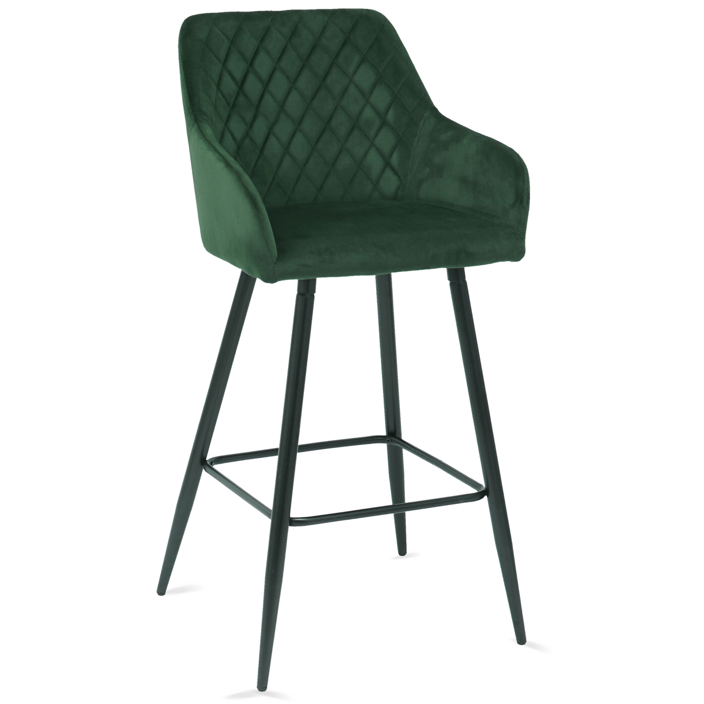 Carlo - tabouret de bar velours vert avec accoudoirs 65 cm