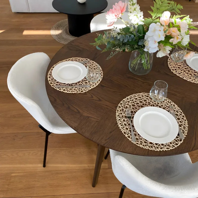 Aggi - Table ronde Ø120 cm en chêne fumé avec motif en chevrons