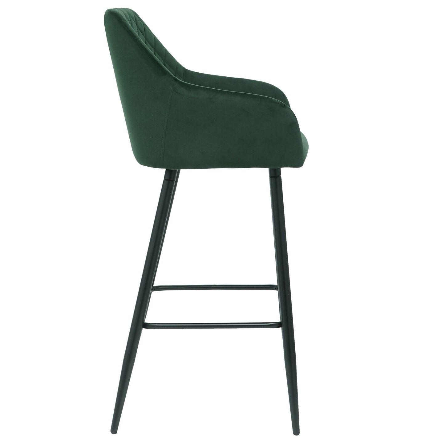 Carlo - tabouret de bar velours vert avec accoudoirs 65 cm