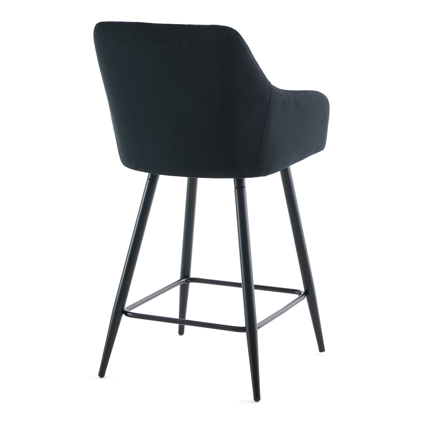 Carlo - tabouret de bar velours noir avec accoudoirs 65 cm
