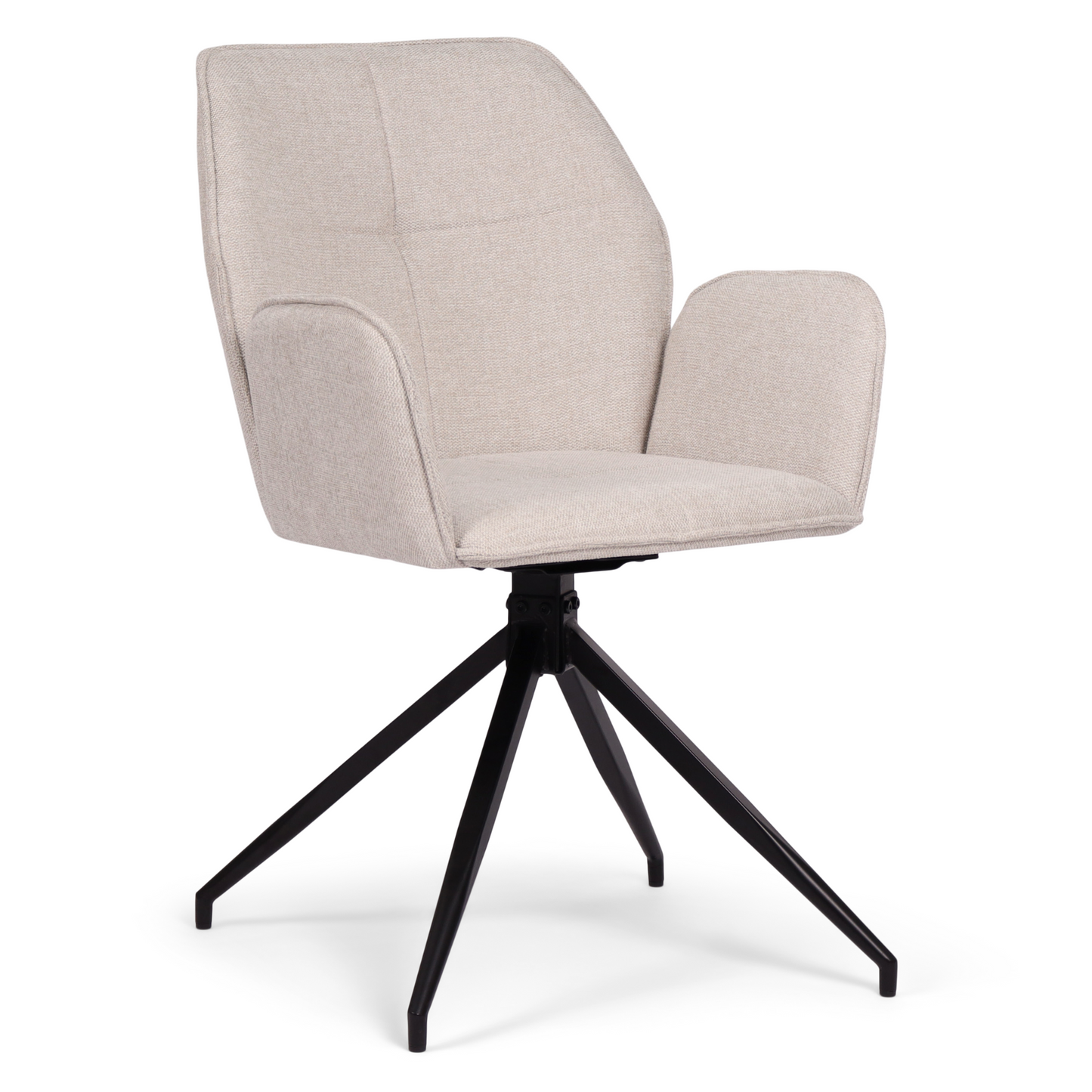 Carina - Chaise de salle à manger en tissu beige avec fonction pivotante à 360 degrés
