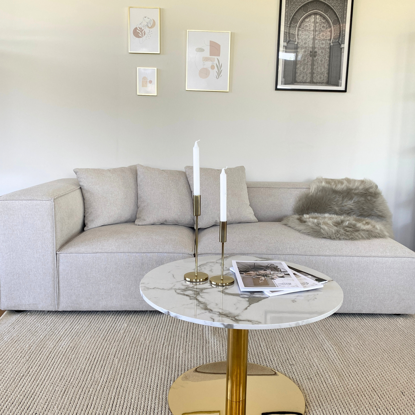 Hailey - Canapé modulaire beige avec 2 modules L: 294 x P: 100 x H: 65 cm