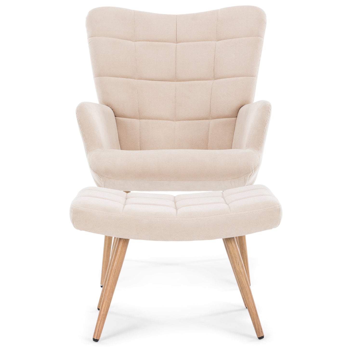 Alfred - Fauteuil avec repose-pieds - Beige