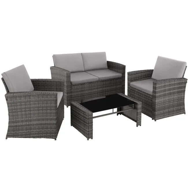 Canapé de jardin lounge en rotin Pour 4 personnes Design courbé
