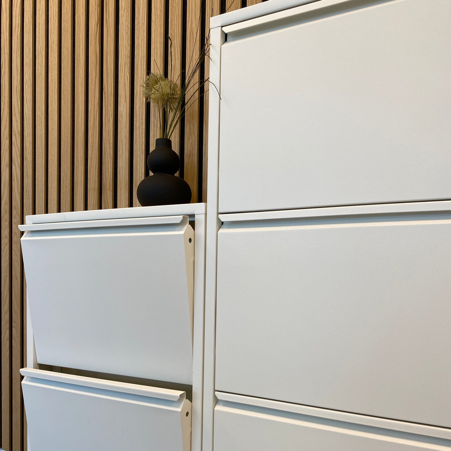 Louis - Armoire à chaussures Métal blanc avec 2 portes