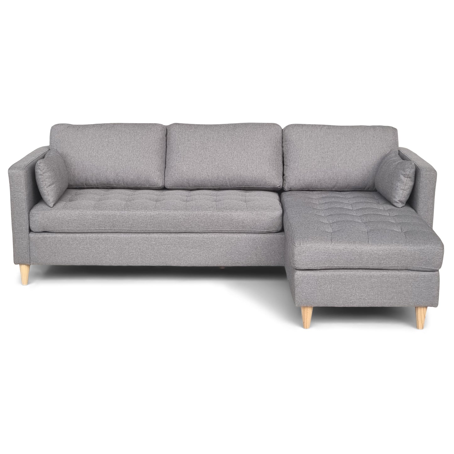 Lulu - Canapé d'angle réversible gris côté droit ou gauche L:215 x P:82 x H:78 cm