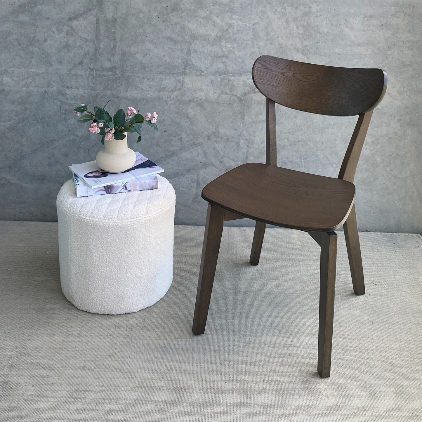 Rickie - Chaise de salle à manger en bois brun en placage de chêne fumé