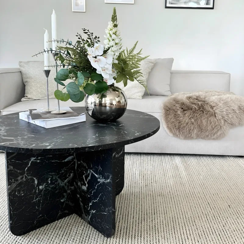 Mercy - Table basse en marbre noir Ø80 cm