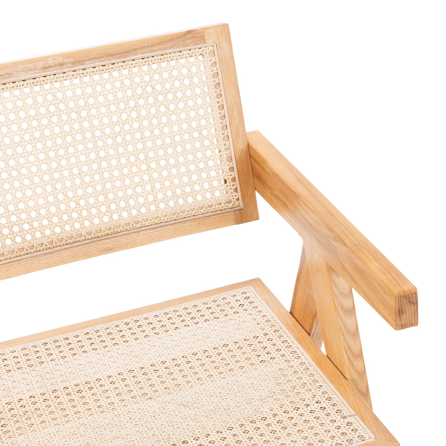 Ava - Chaise de salle à manger avec accoudoirs en frêne avec assise en osier tressé