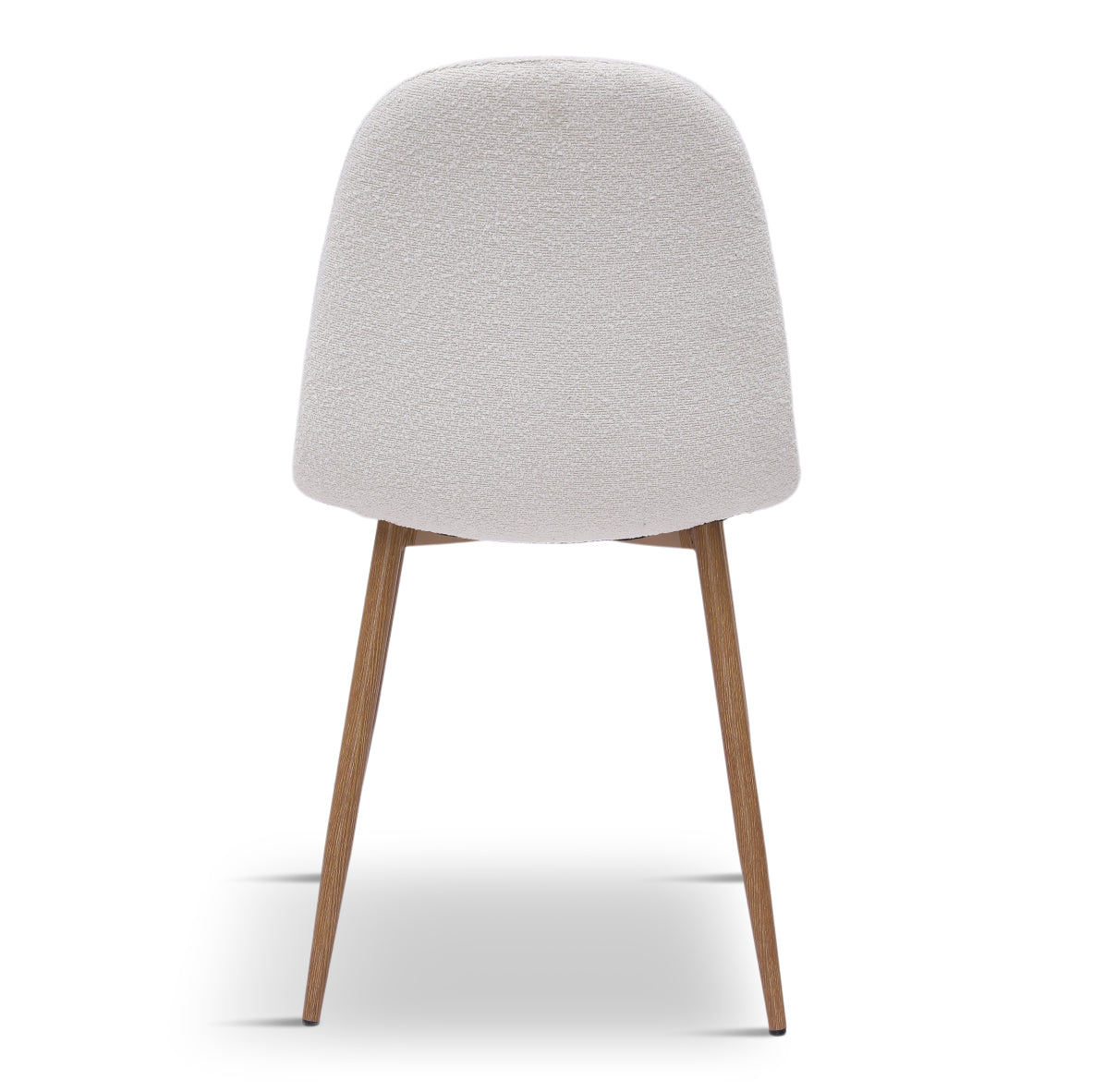 Mela - Chaise de salle à manger en bouclé blanc avec aspect chêne