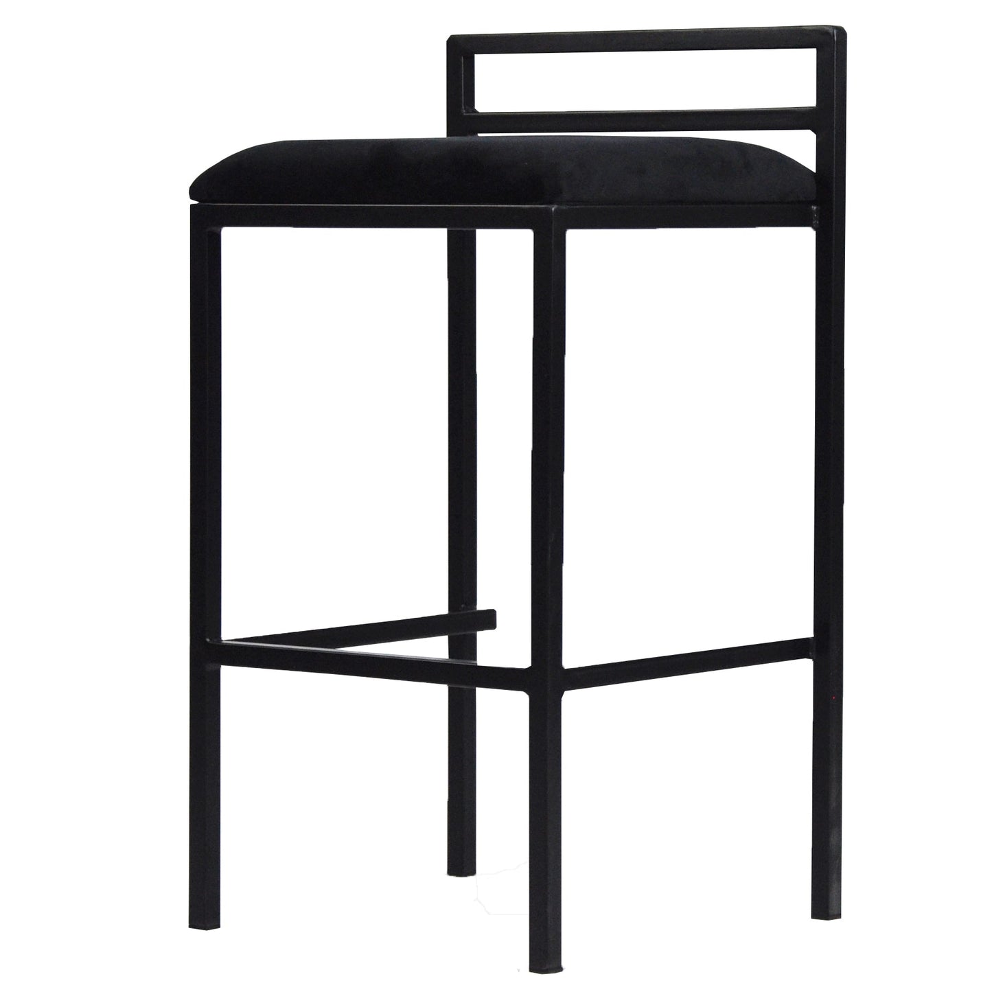Allie - Tabouret de bar de cuisine en velours noir 65 cm