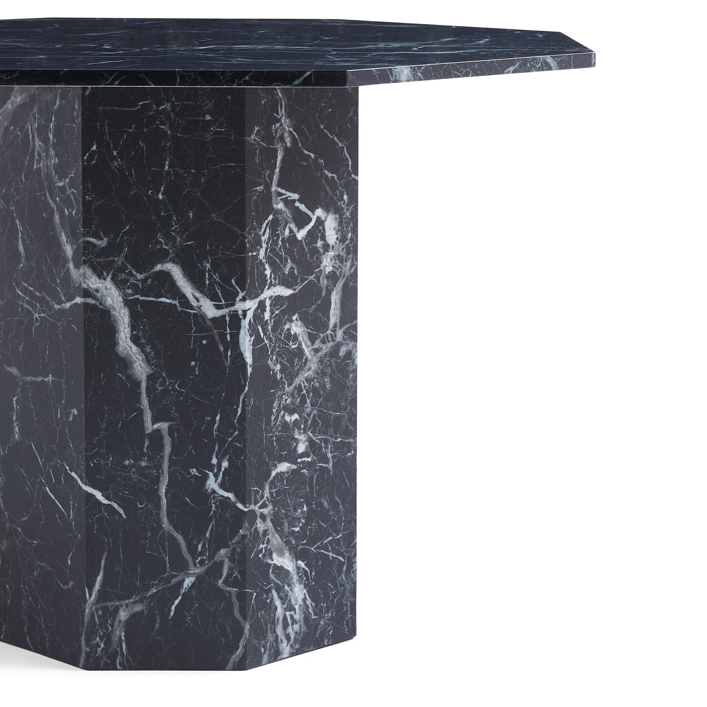 Lagoni - Table ronde Ø100 cm en aspect marbre noir