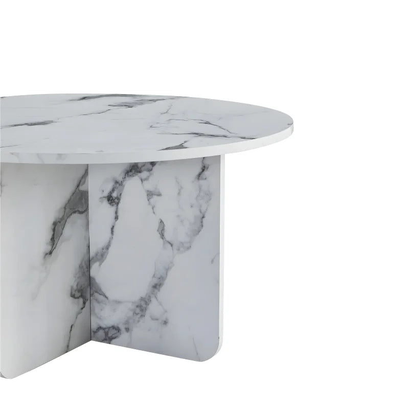 Mercy - Table basse en aspect marbre blanc Ø80 cm
