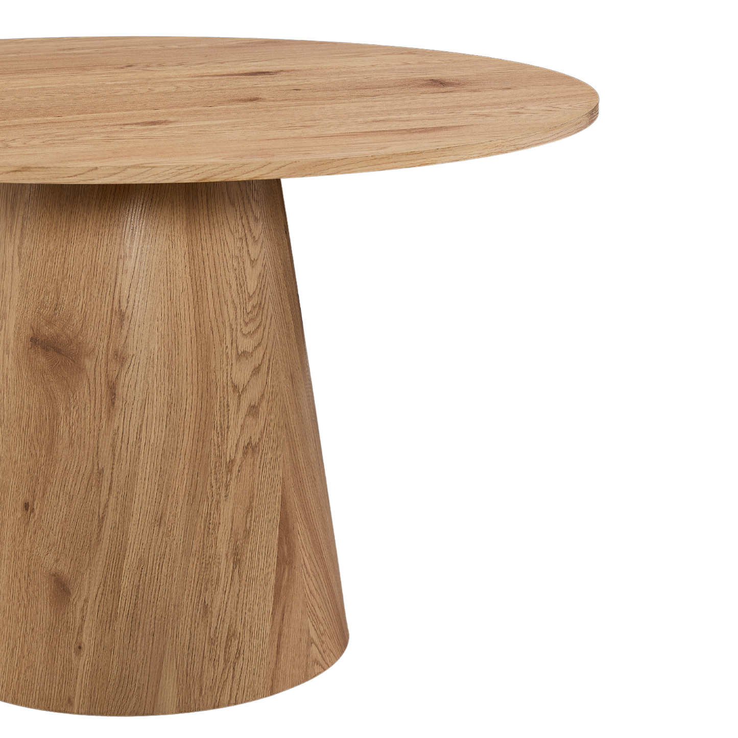 Scarlett - Table de salle à manger ronde avec pied en colonne imitation chêne Ø120 cm