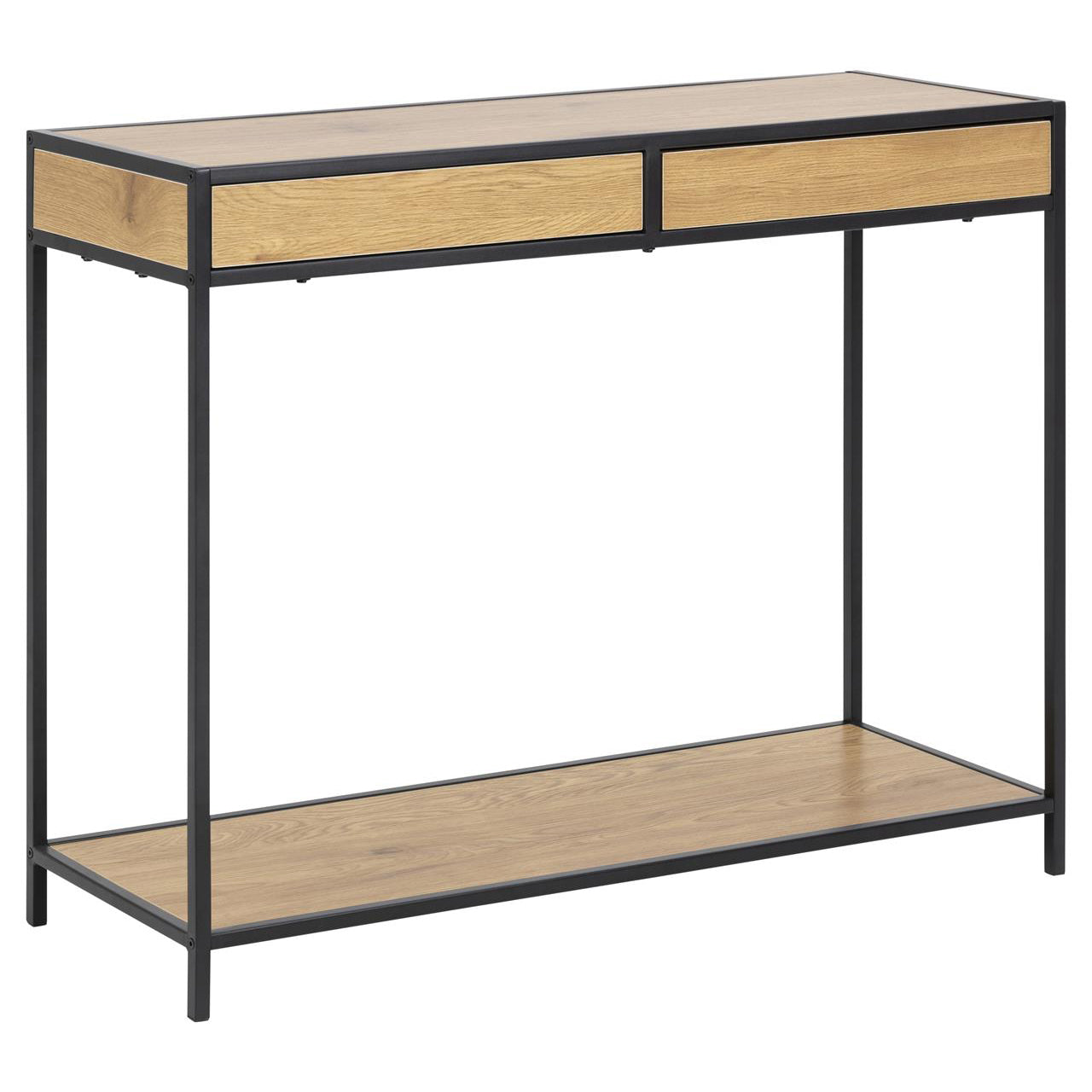 Seaford - Table console avec tiroirs en placage de chêne