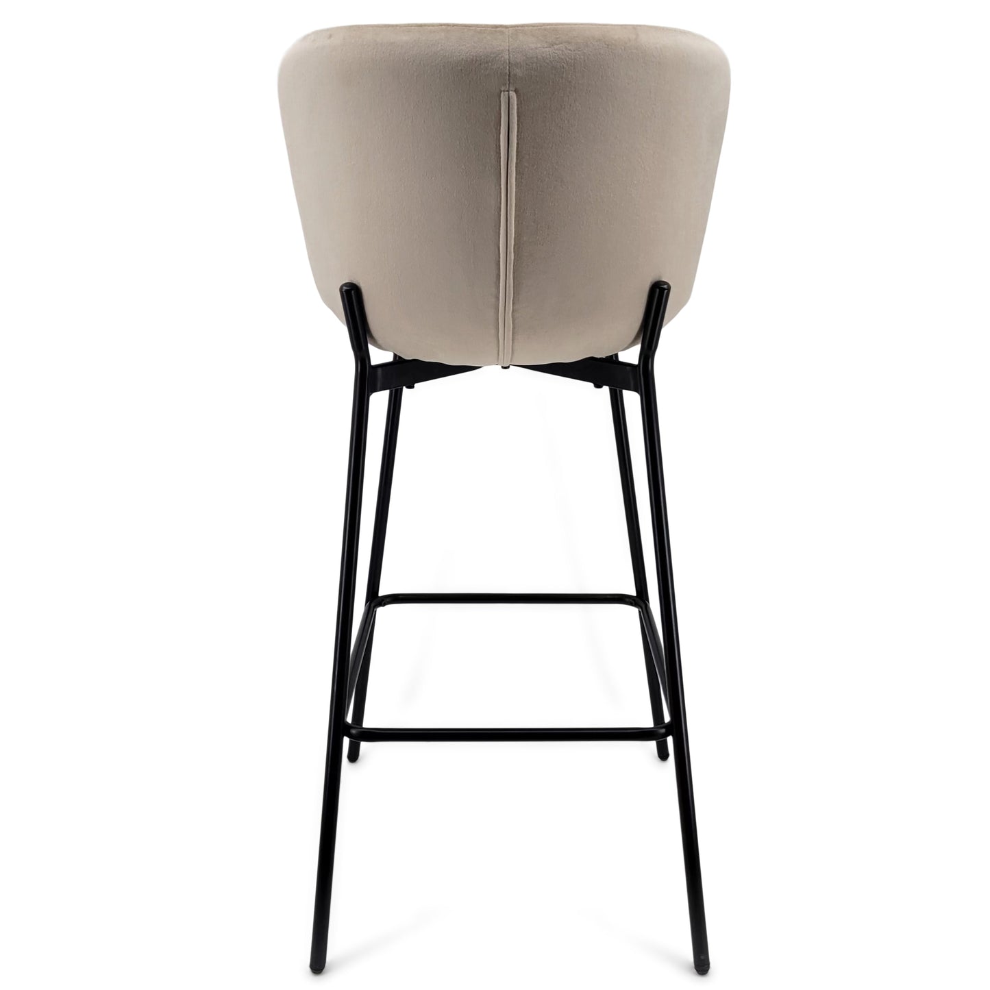 Adena - Tabouret de bar avec dossier en velours beige 65 cm