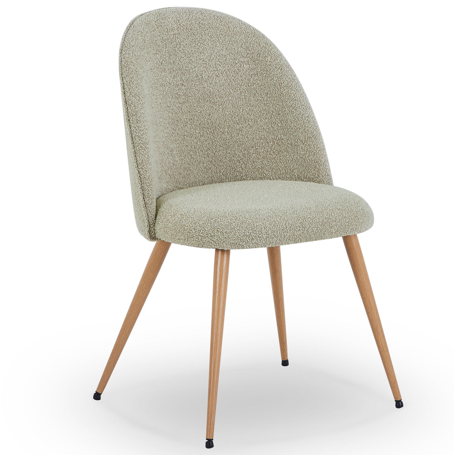 Annika Chaise de salle à manger – Tissu bouclé sable avec pieds aspect chêne