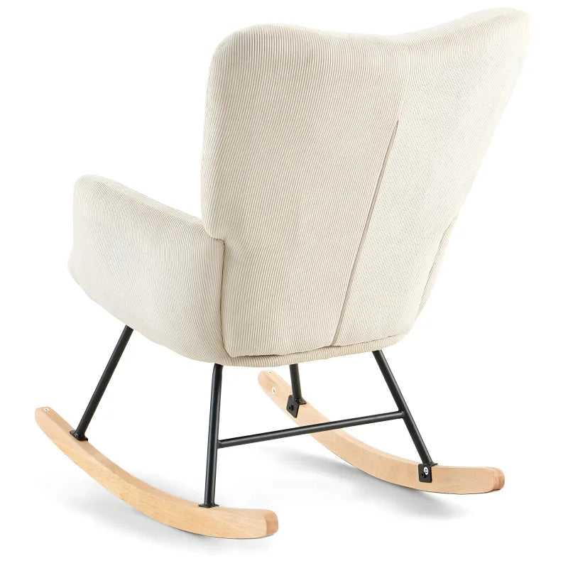 Allison - Fauteuil à bascule avec accoudoirs - Velours beige