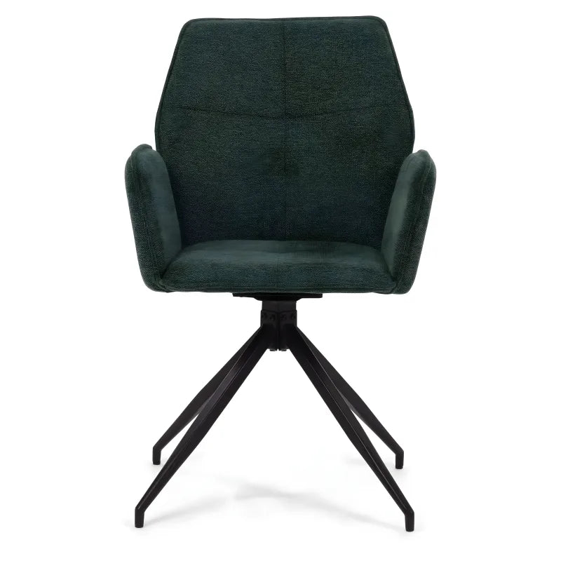 Carina - Chaise de salle à manger en tissu vert avec fonction pivotante à 360 degrés