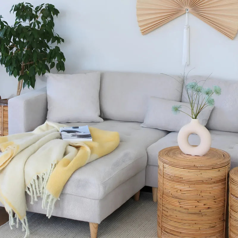 Canapé - Chaise longue réversible beige droite et gauche L:290 x P:96 x H:80 cm